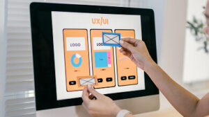 shul works young web designer is working on a user interface